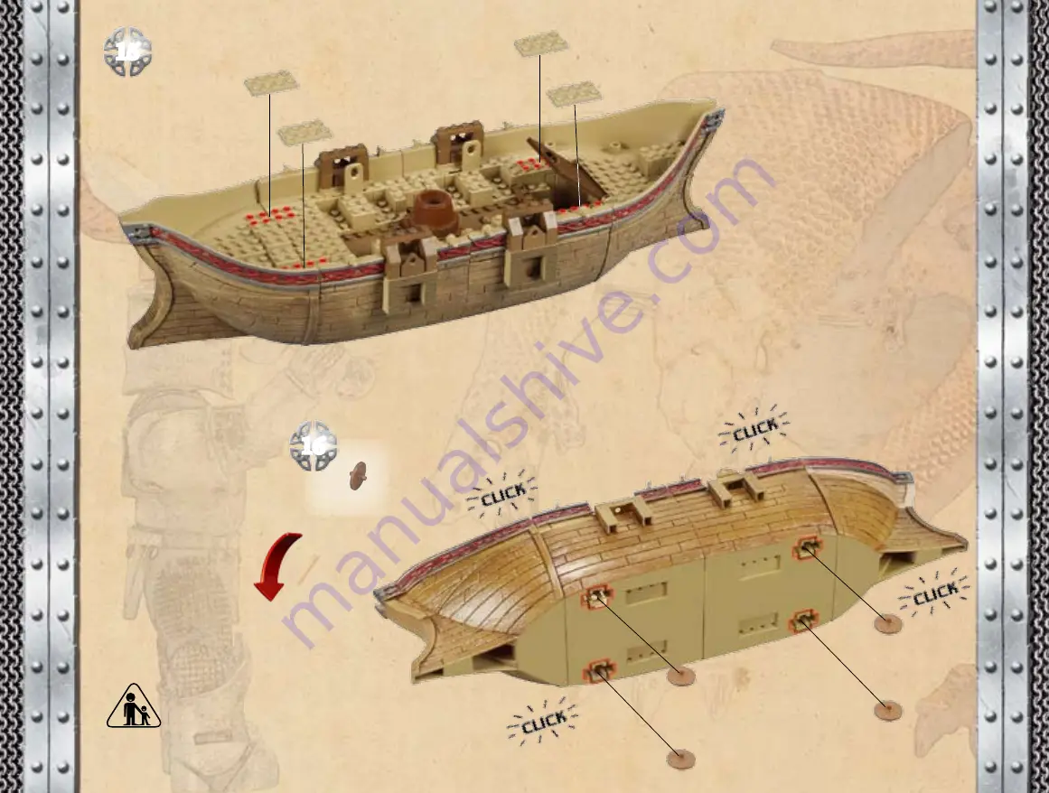 Mega Bloks MicroMotion Legends King Arthur Attack Action WarShip 96120 Assembly Instructions Manual Download Page 12