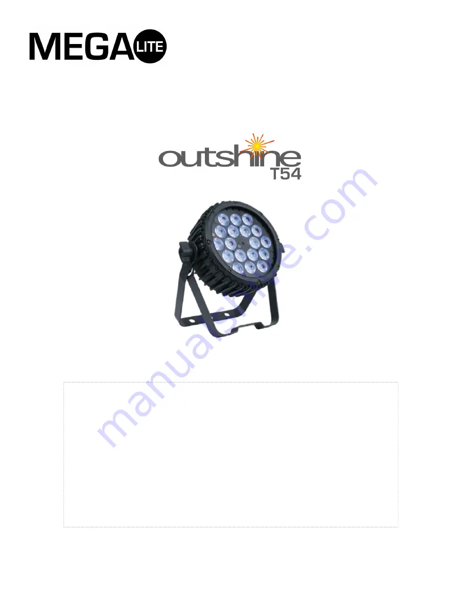 Mega Lite outshine t54 User Manual Download Page 1