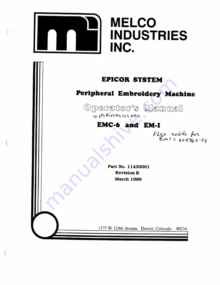 Melco EMC-6 Operator'S Manual Download Page 1