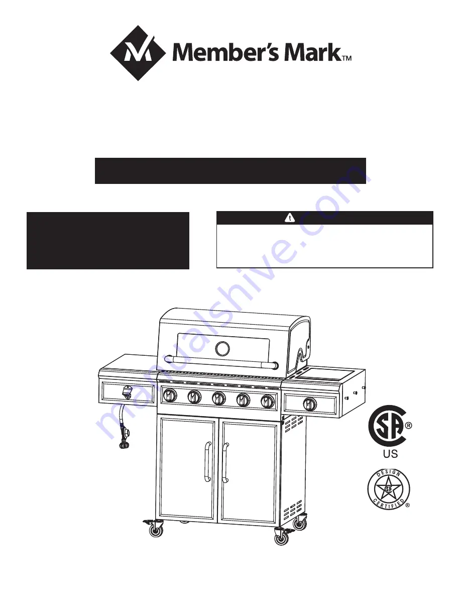 Member's Mark GAS0565AS Owner'S Manual Download Page 1