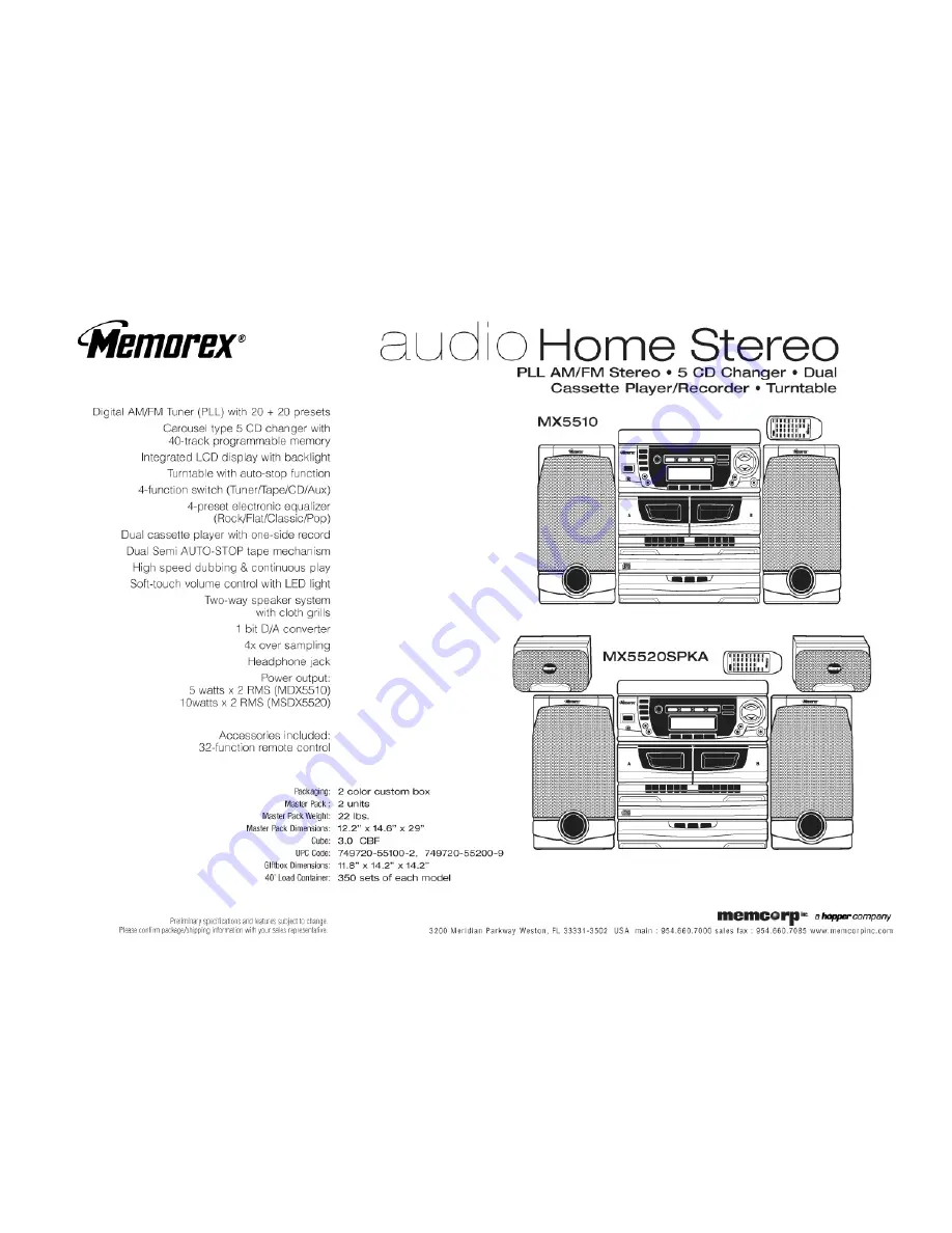 Memorex MX5510 Скачать руководство пользователя страница 1