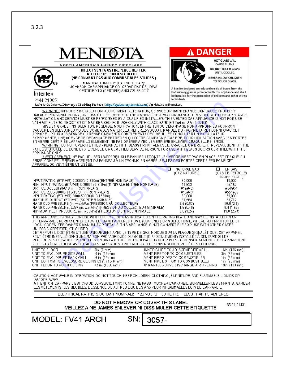 Mendota FV-41 Installation And Operating Instructions Manual Download Page 14