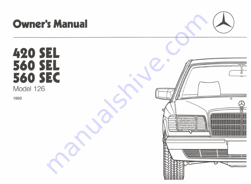 Mercedes-Benz 126 Series Owner'S Manual Download Page 3