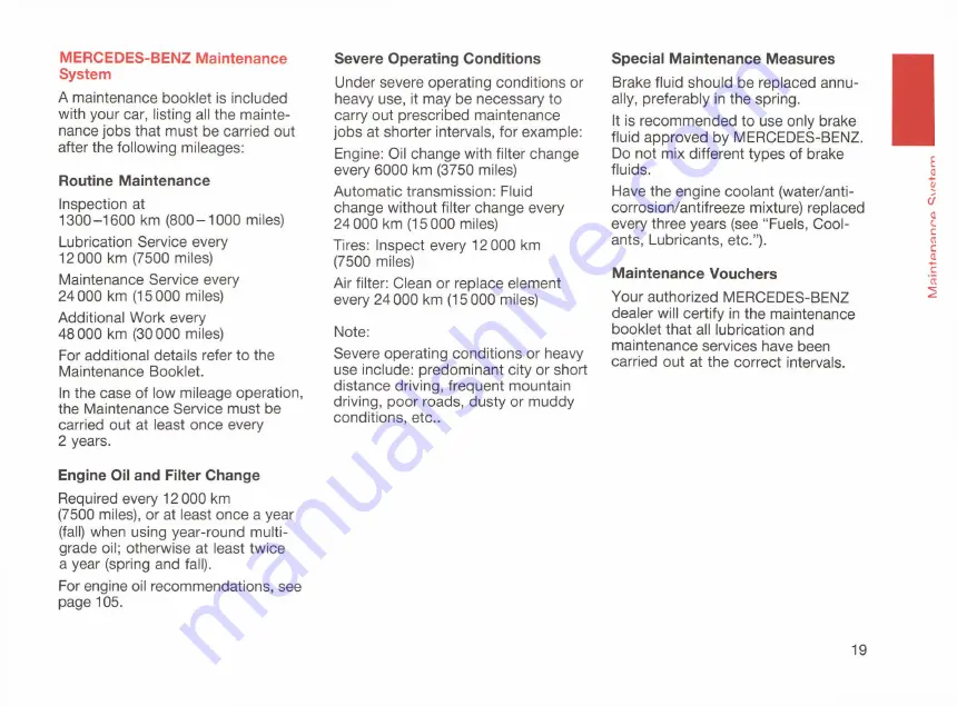 Mercedes-Benz 126 Series Owner'S Manual Download Page 21