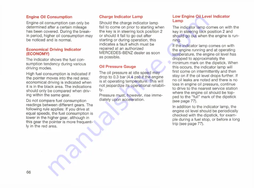 Mercedes-Benz 126 Series Owner'S Manual Download Page 68