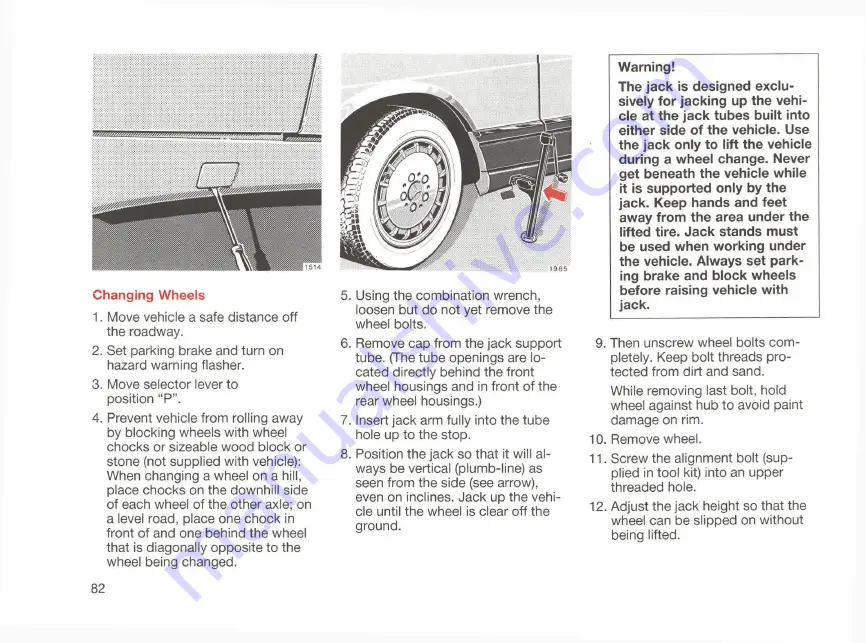 Mercedes-Benz 126 Series Owner'S Manual Download Page 84