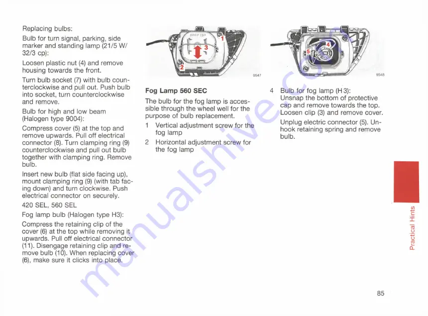 Mercedes-Benz 126 Series Owner'S Manual Download Page 87