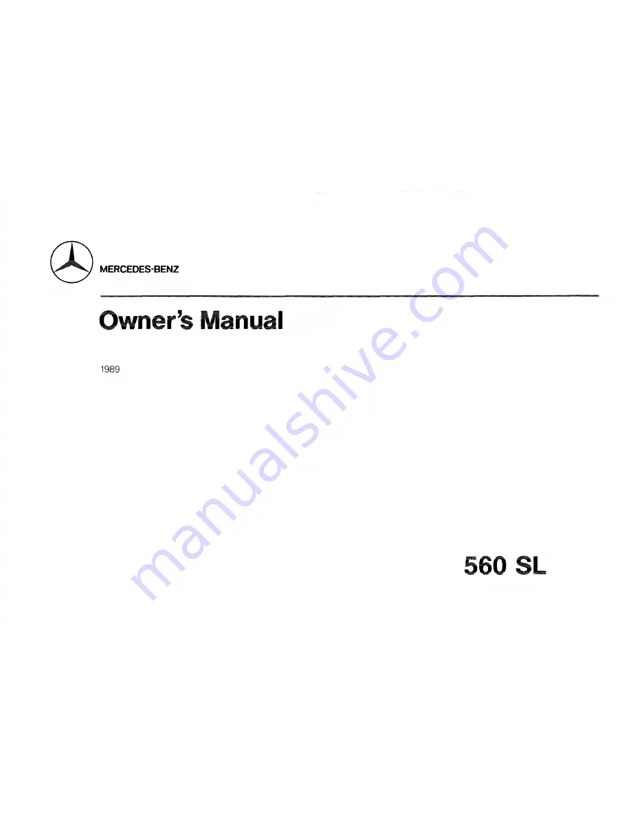 Mercedes-Benz 1989 560 SL Owner'S Manual Download Page 2