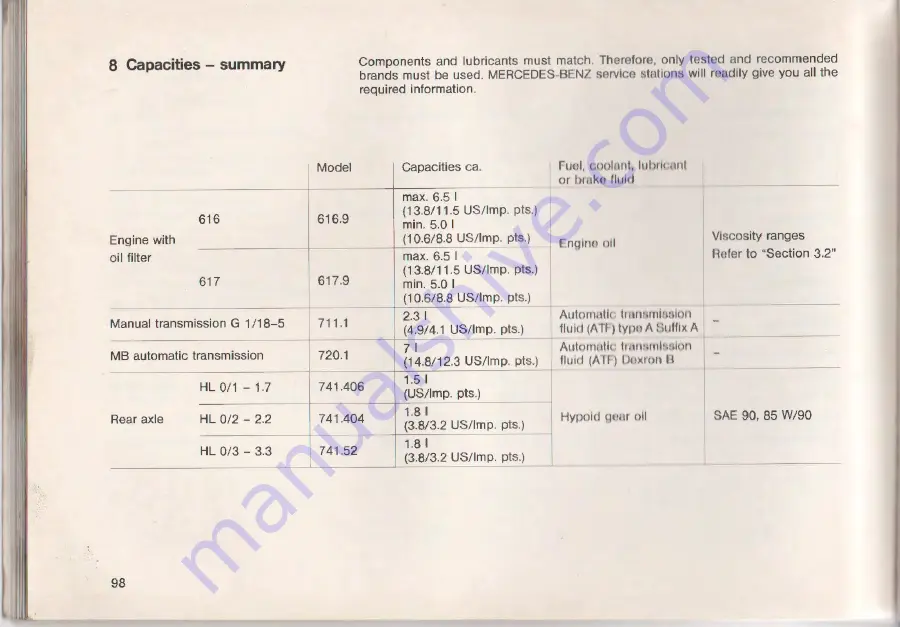 Mercedes-Benz 207 D Operating Instructions Manual Download Page 99