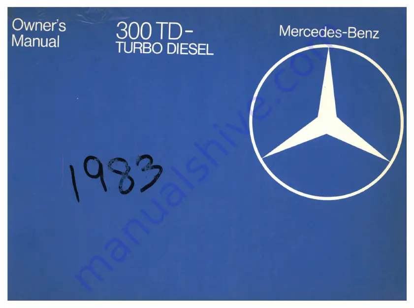 Mercedes-Benz 300 TD 123 T 1983 Owner'S Manual Download Page 1