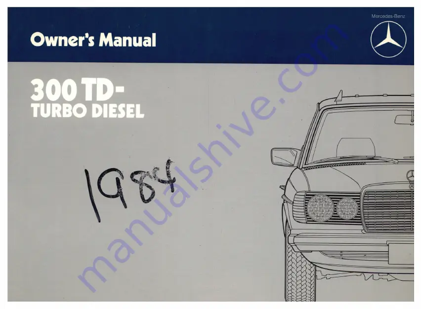 Mercedes-Benz 300 TD-TURBO DIESEL 1984 Owner'S Manual Download Page 1