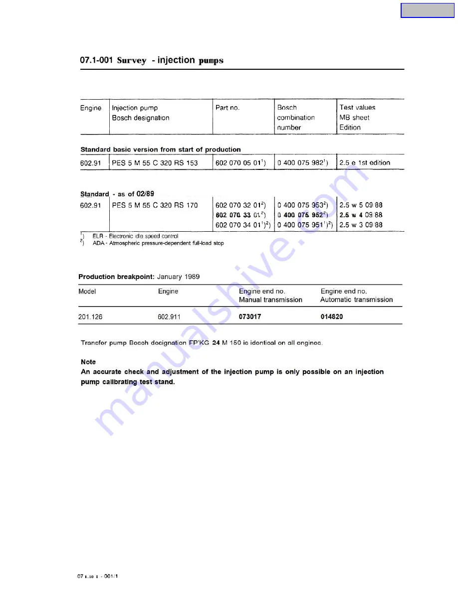 Mercedes-Benz OM602 Service Manual Download Page 303