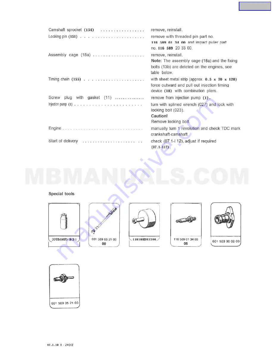 Mercedes-Benz OM602 Service Manual Download Page 448