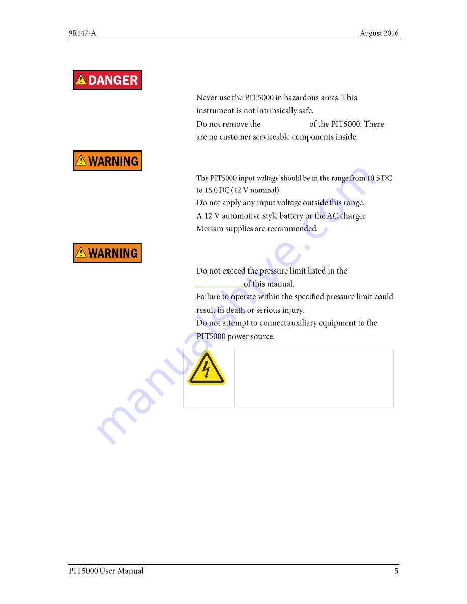 Meriam PIT5000 User Manual Download Page 5