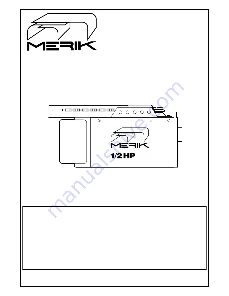 Merik 501M-1/2HP Owner'S Manual Download Page 29