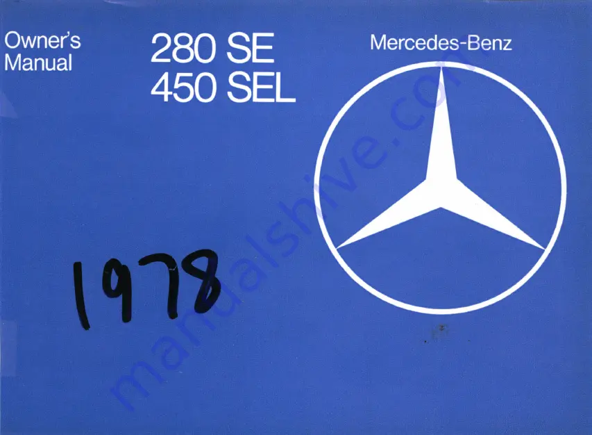 Mersedes-Benz 280 SE 1978 Owner'S Manual Download Page 1