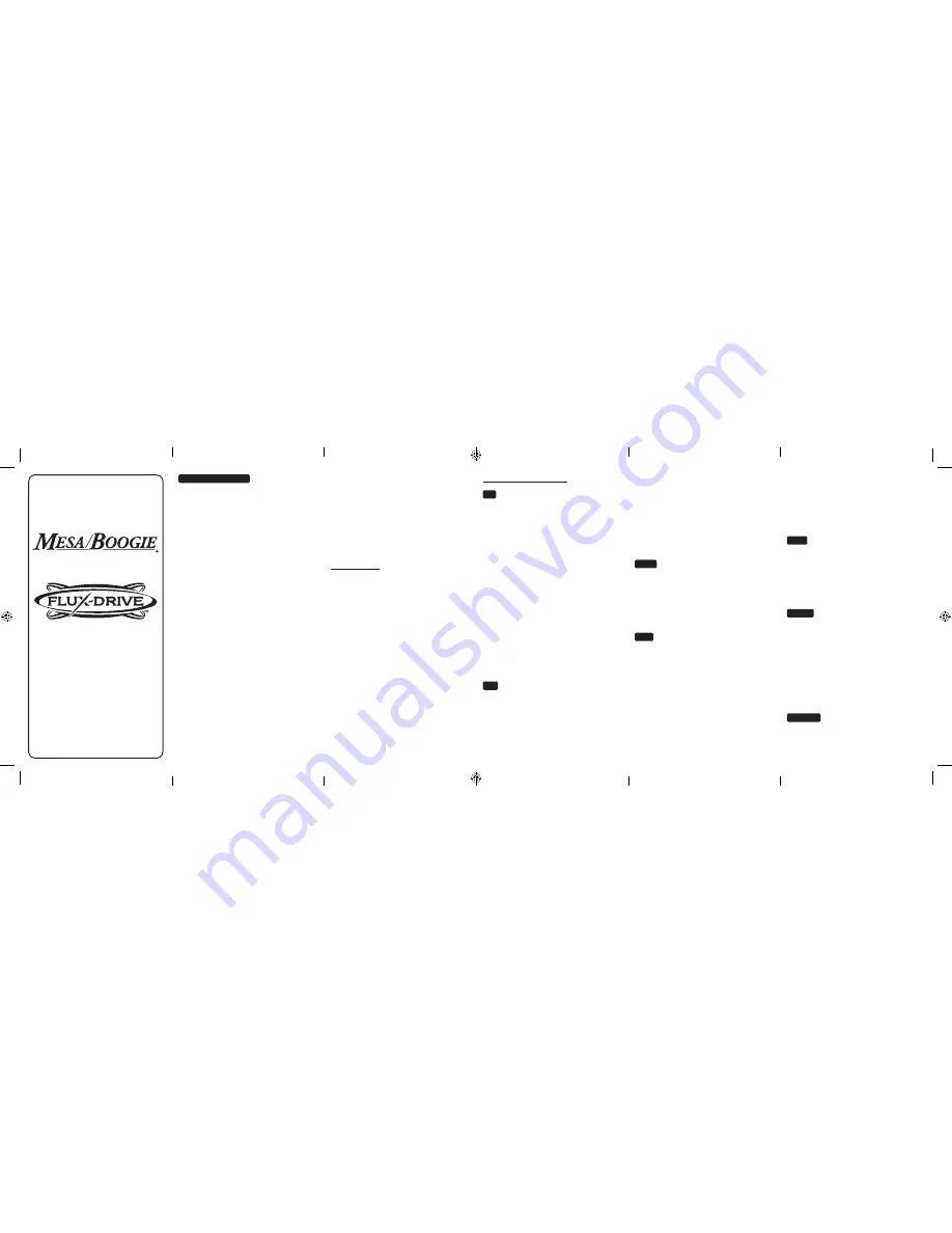 Mesa/Boogie FLUX-DRIVE Owner'S Manual Download Page 1