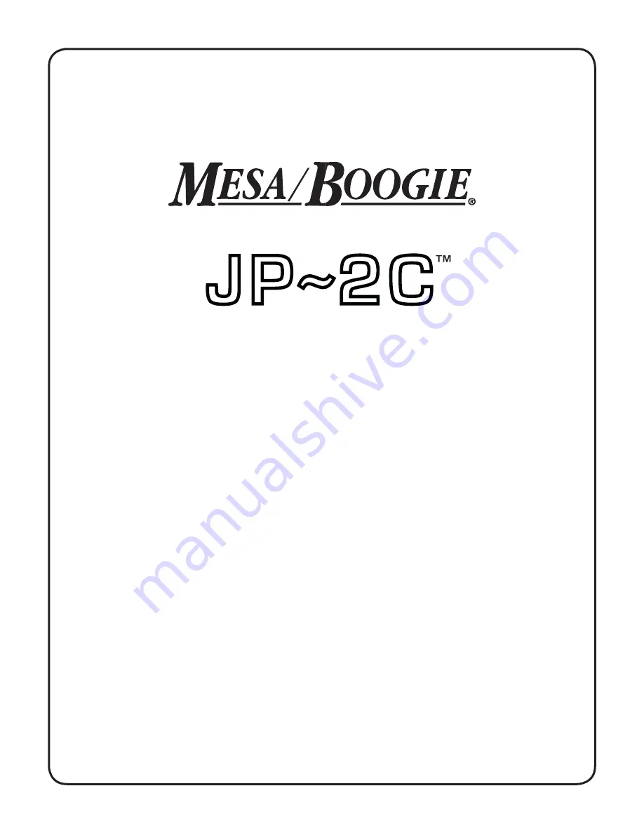 Mesa/Boogie JP-2C Owner'S Manual Download Page 1