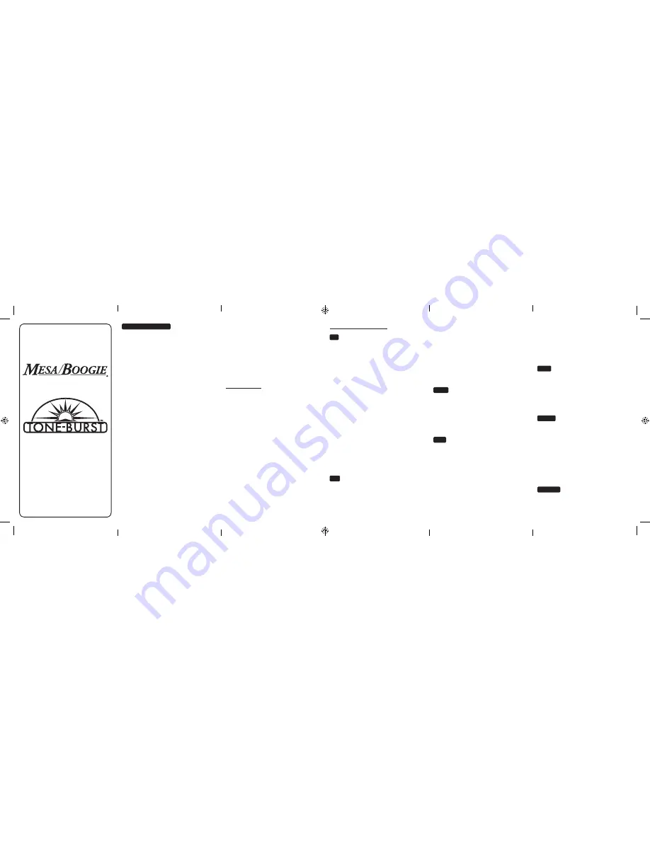 Mesa/Boogie Tone-Burst Owner'S Manual Download Page 1