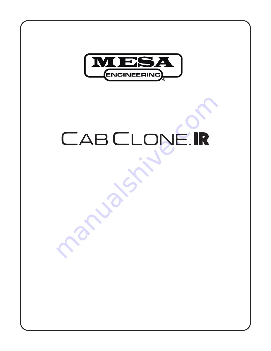 MESA ENGINEERING CabClone IR Owner'S Manual Download Page 1