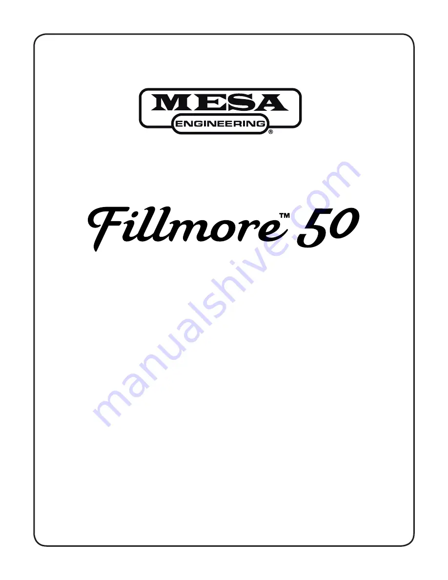 Mesa Fillmore 50 Owner'S Manual Download Page 1