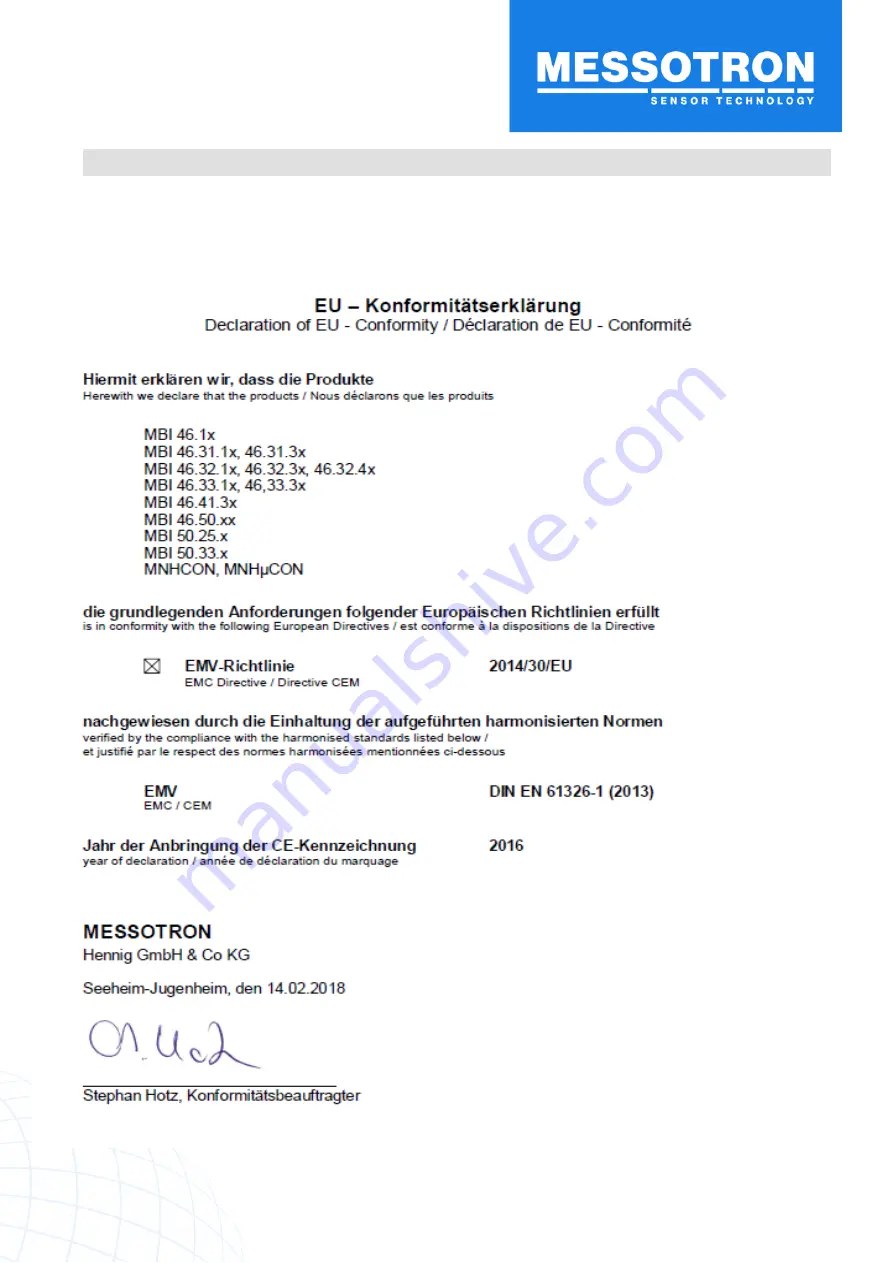 Messotron MBI 46.31 Series Operating Instructions Manual Download Page 38