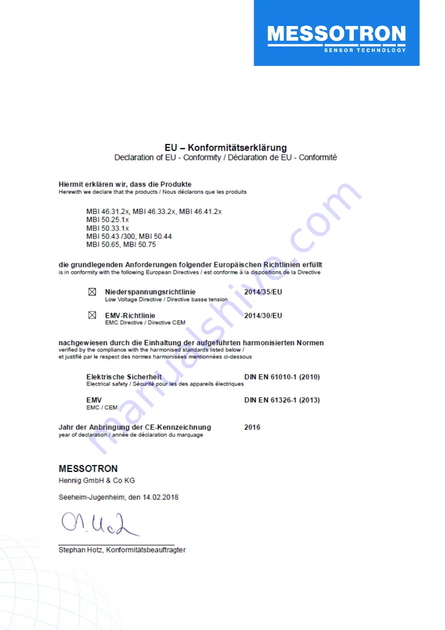 Messotron MBI 46.31 Series Operating Instructions Manual Download Page 39