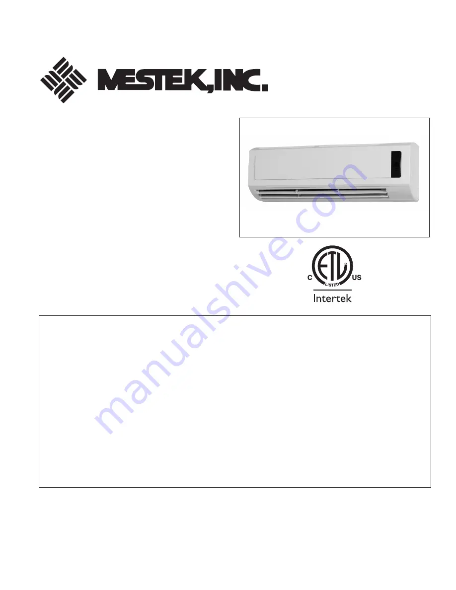 Mestek HW-06-ECM Installation, Operation & Maintenance Manual Download Page 1