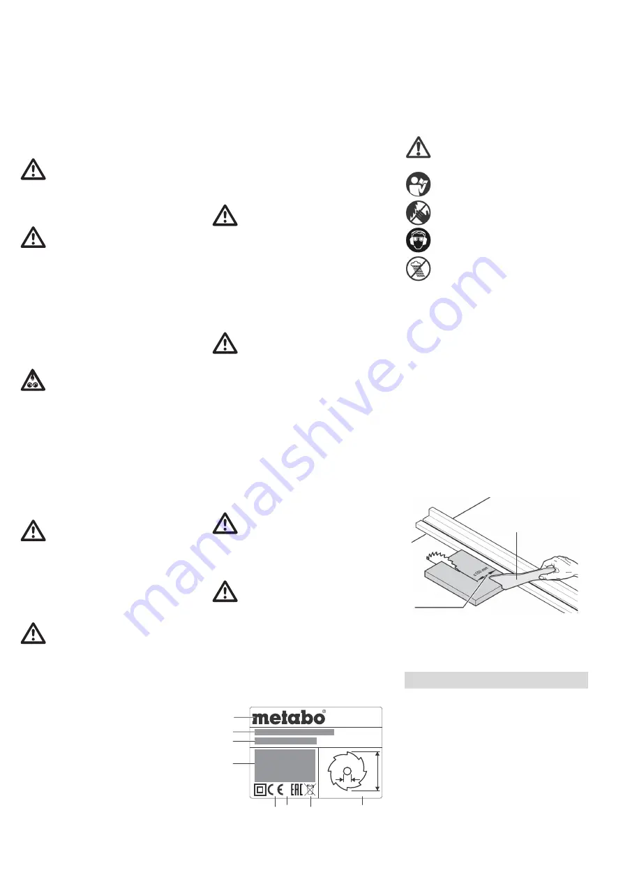 Metabo TS 254 Original Instructions Manual Download Page 93