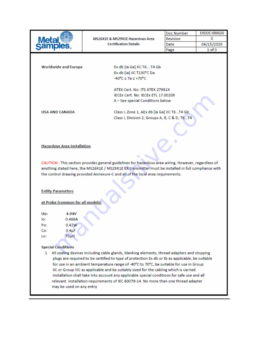 Metal Samples MS2901E Operator'S Manual Download Page 46