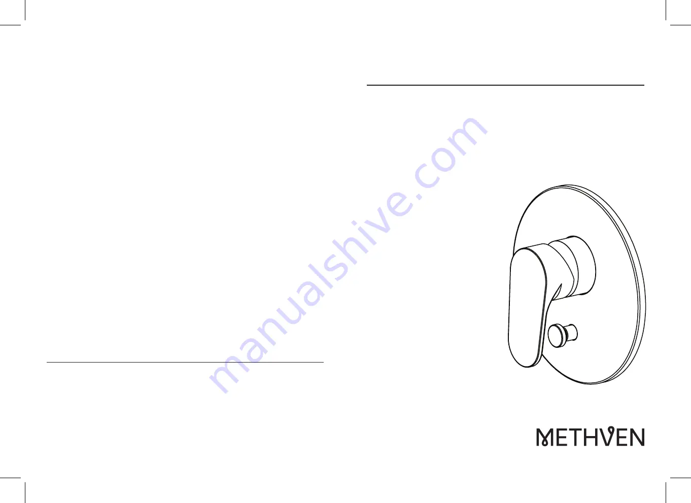 METHVEN SHOWER VALVES WITH DIVERTERS Скачать руководство пользователя страница 1