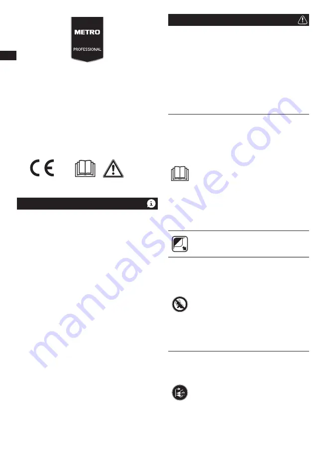 METRO PROFESSIONAL GJU1101 Instruction Manual Download Page 8