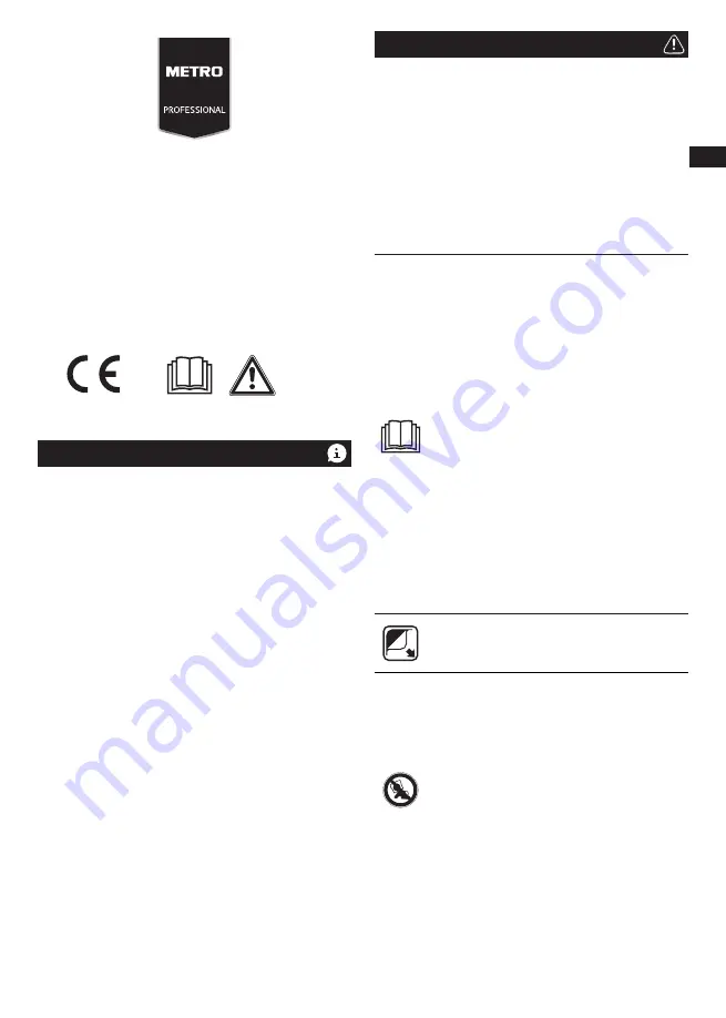 METRO PROFESSIONAL GJU1101 Instruction Manual Download Page 13