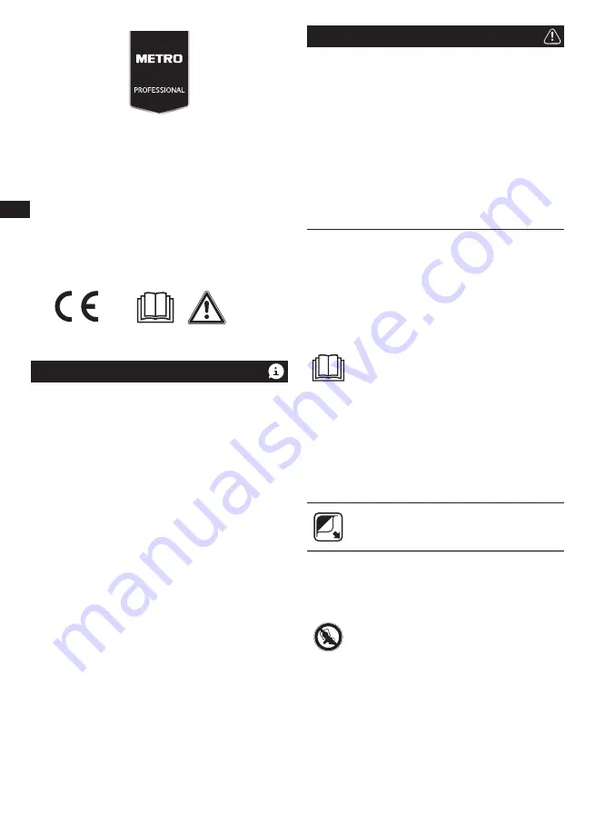 METRO PROFESSIONAL GJU1101 Instruction Manual Download Page 30