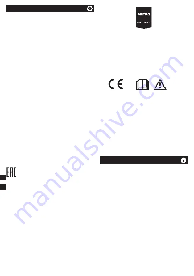 METRO PROFESSIONAL makro professional GSK1009 Скачать руководство пользователя страница 114