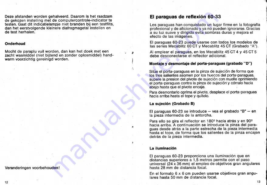 Metz MECABLITZ REFLEXSCHIRM 60-30 Operating Instructions Manual Download Page 15