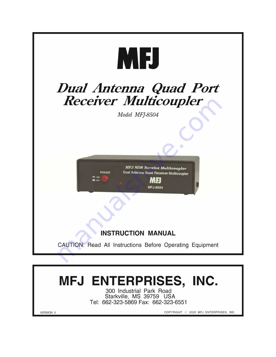 MFJ MFJ-8504 Instruction Manual Download Page 1