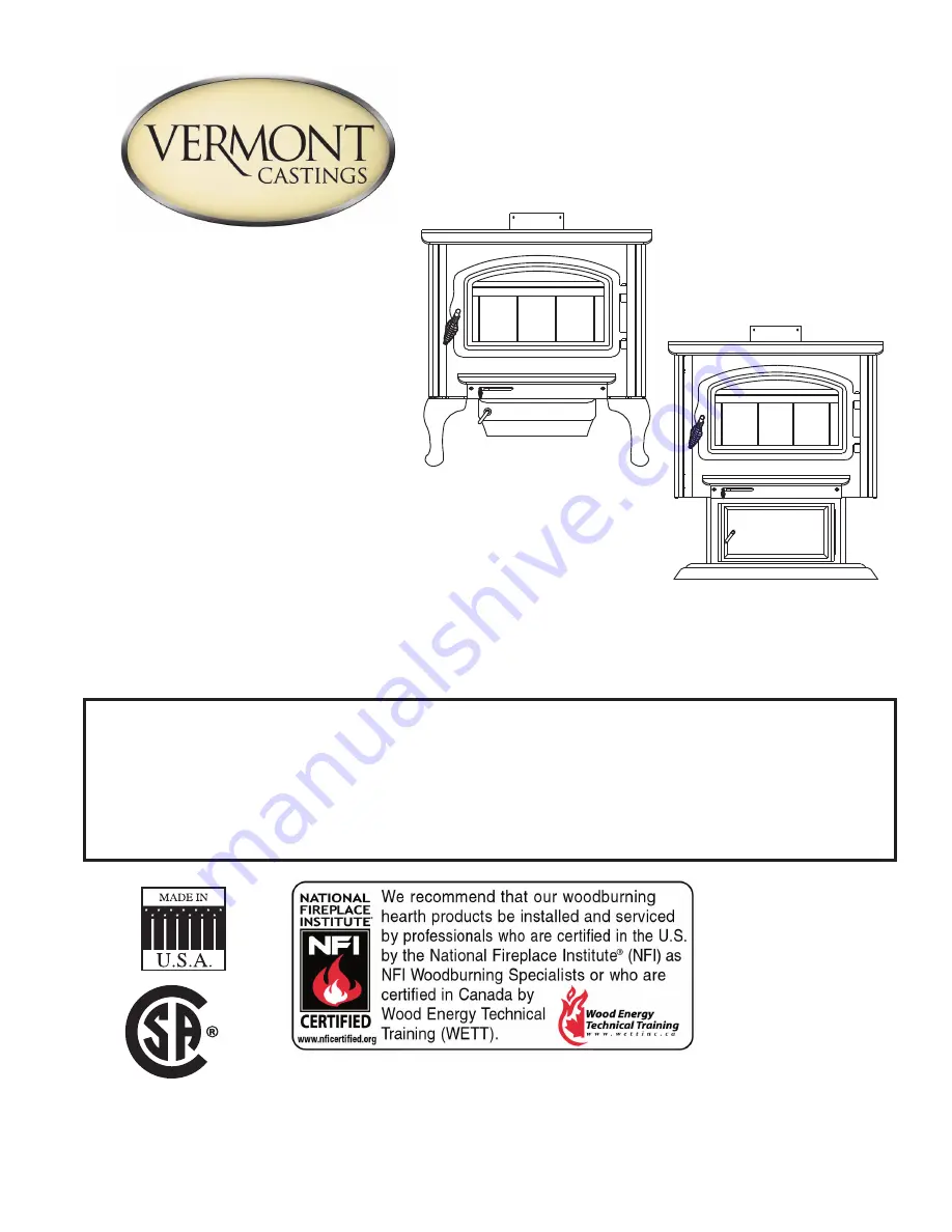 MHSC Vermont Castings VSW30FTAL Скачать руководство пользователя страница 1