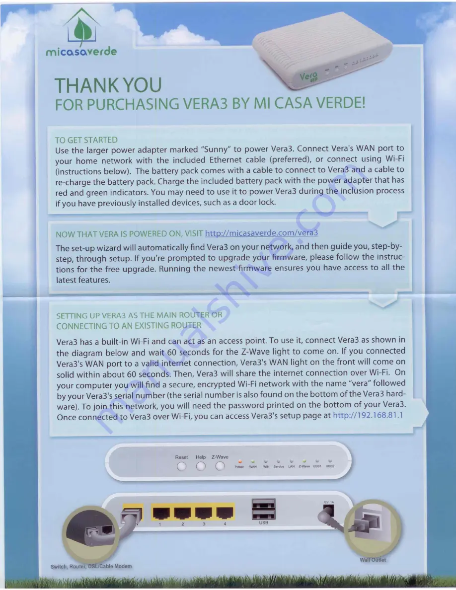 Mi Casa Verde VERA3 Installation Manual Download Page 1