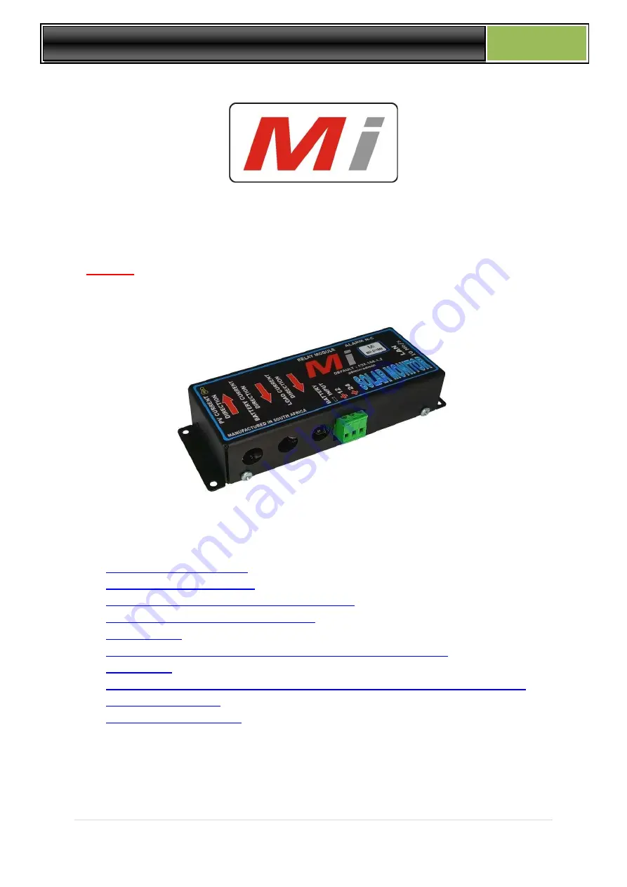 Mi Solar Monitor-ISO SNMP User Manual Download Page 1