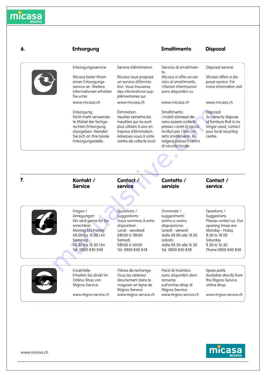 Micasa 404728400000 Assembly Instruction Manual Download Page 16