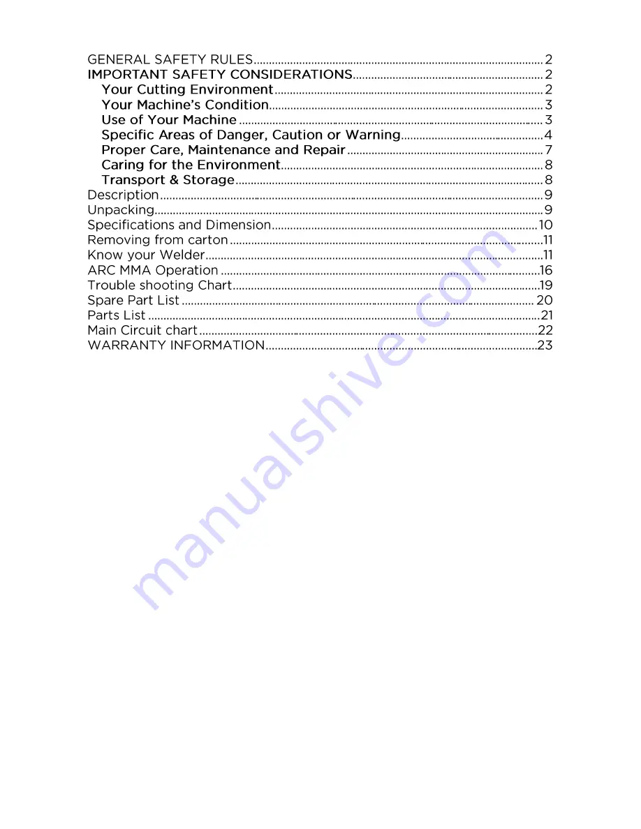 Michigan Welding ARCTIG140 Operating Instructions Manual Download Page 2