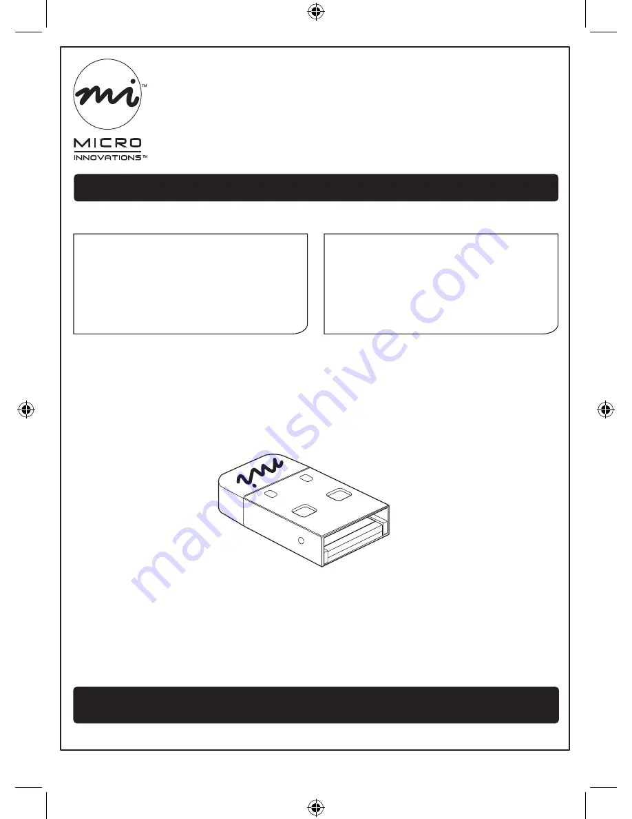 Micro Innovations USB50BT Quick Installation Manual Download Page 1