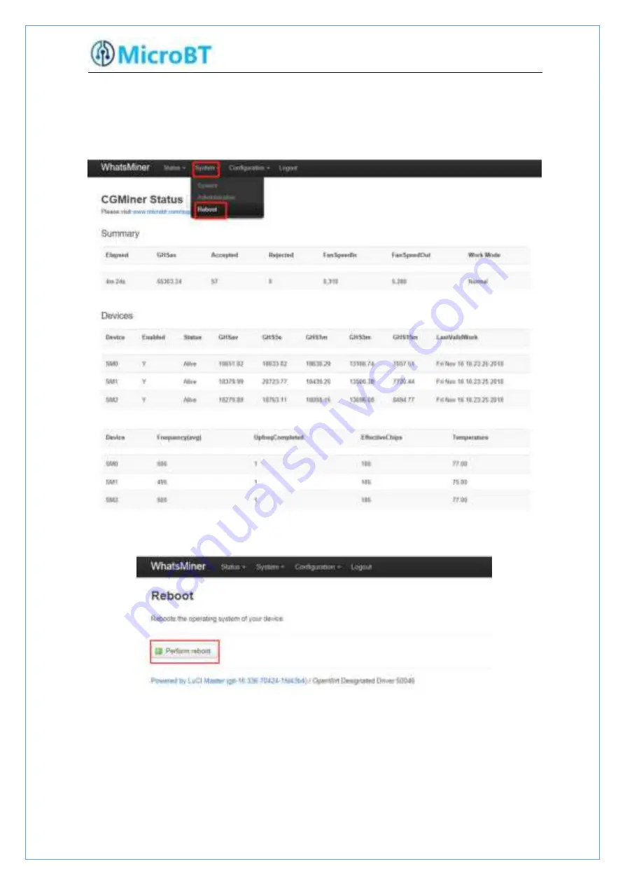 MicroBT WhatsMiner M10S Operation Manual Download Page 18