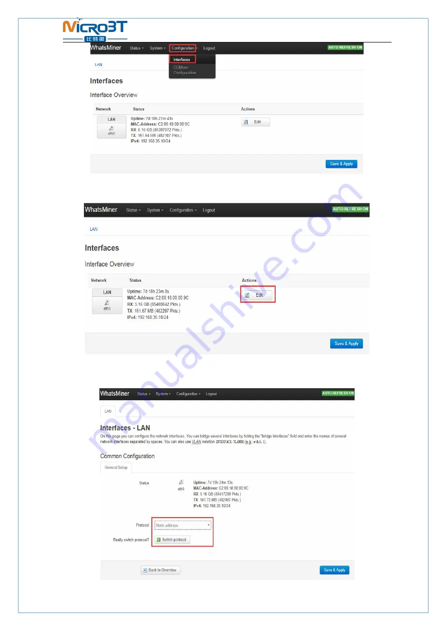 MicroBT WhatsMiner M20S Operation Manual Download Page 19