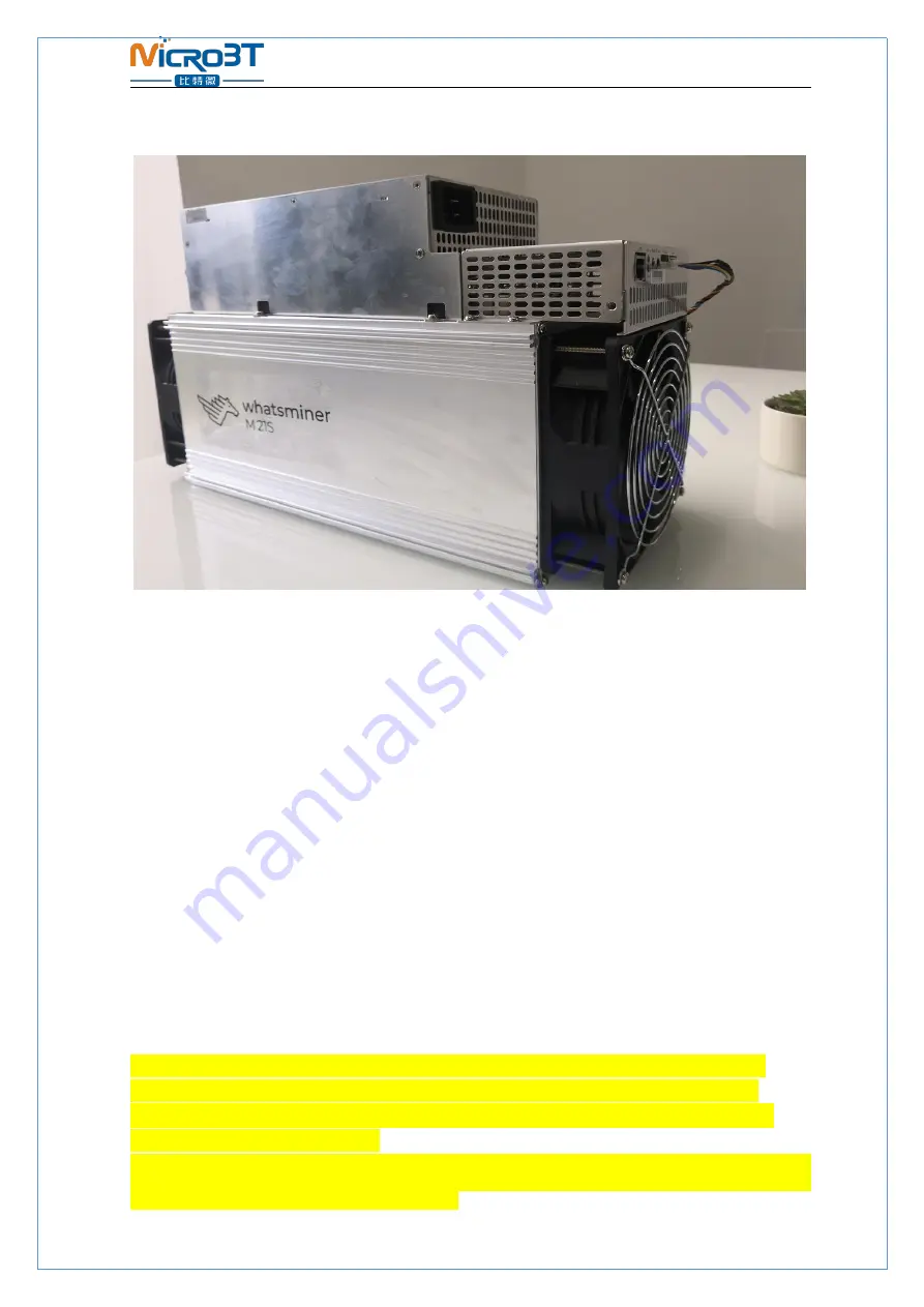 MicroBT WhatsMiner M21S Operation Manual Download Page 3