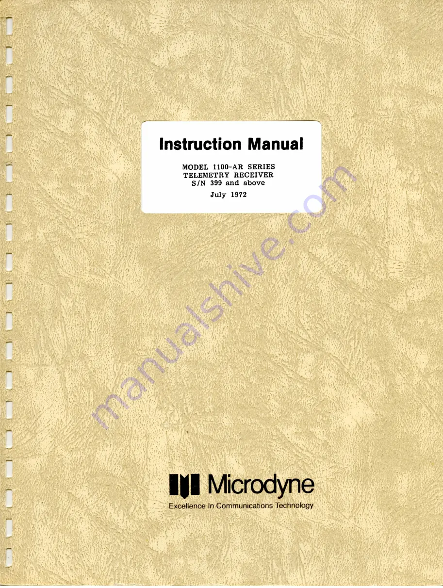 Microdyne 1100-AR Series Instruction Manual Download Page 1