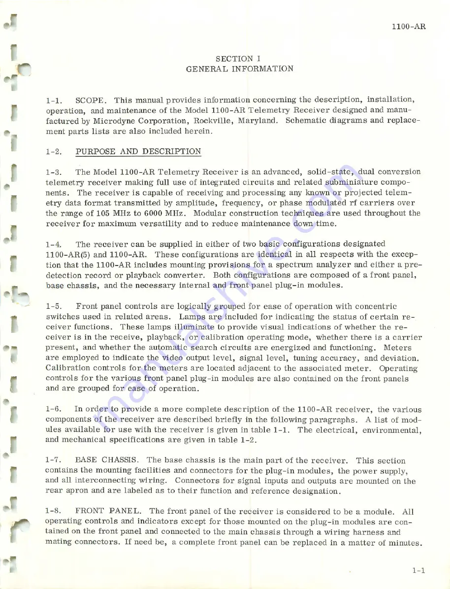 Microdyne 1100-AR Series Instruction Manual Download Page 13