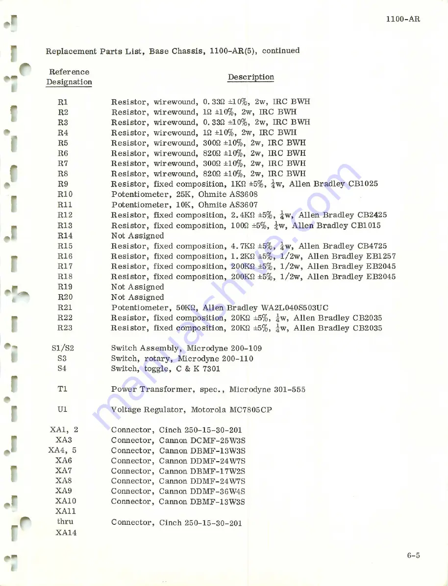 Microdyne 1100-AR Series Instruction Manual Download Page 74