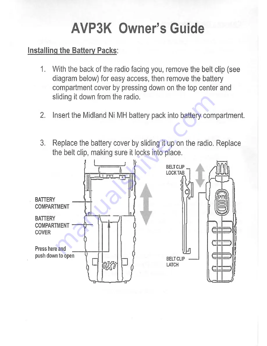 Midland Radio Corporation AVP3K Скачать руководство пользователя страница 1